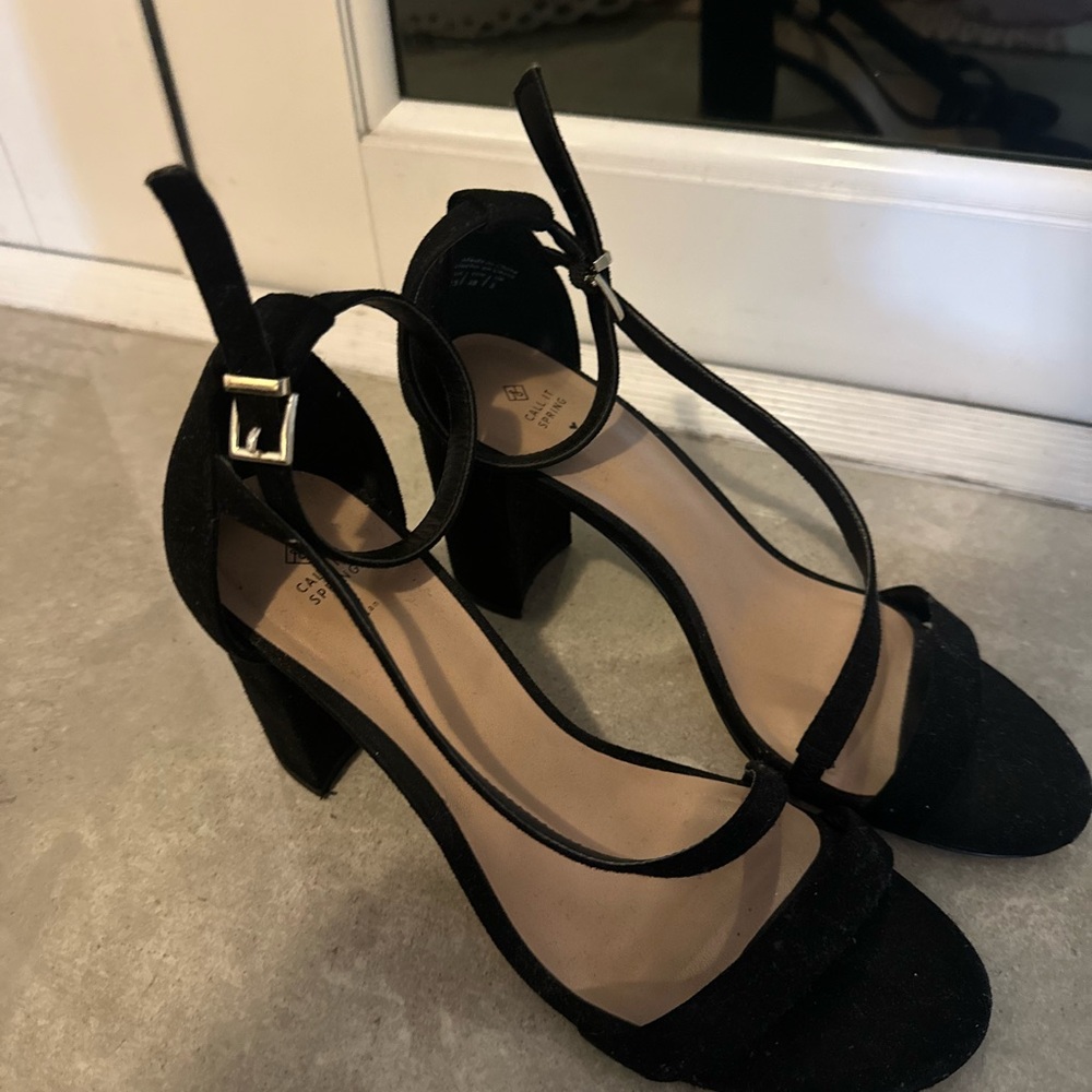 Sleek Black Strappy Heels